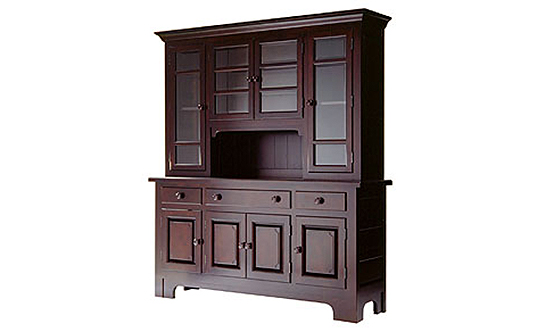 松本民芸家具のリネン型食器棚を買取中